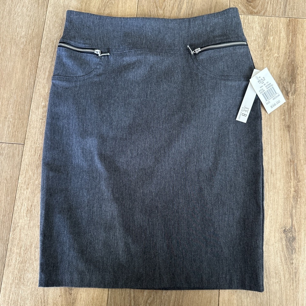 JOE B‎ Charcoal Pencil Skirt Womens Medium Stretch Zipper Pockets Business NWT